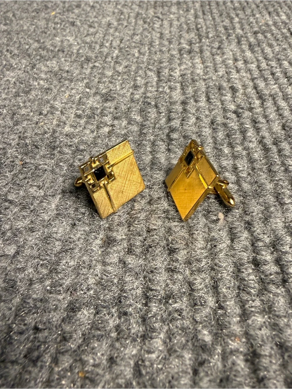 Vintage Swank Mid-Century Gold-Tone & Black Onyx Cufflinks